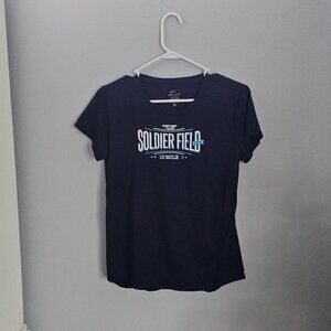 Nike Dri-Fit Solider Field 10 Miler Running Tech Tee - Navy Blue